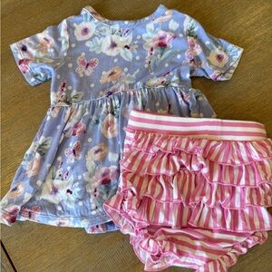 Posh Peanut Floral Dress and Striped Peplum Set